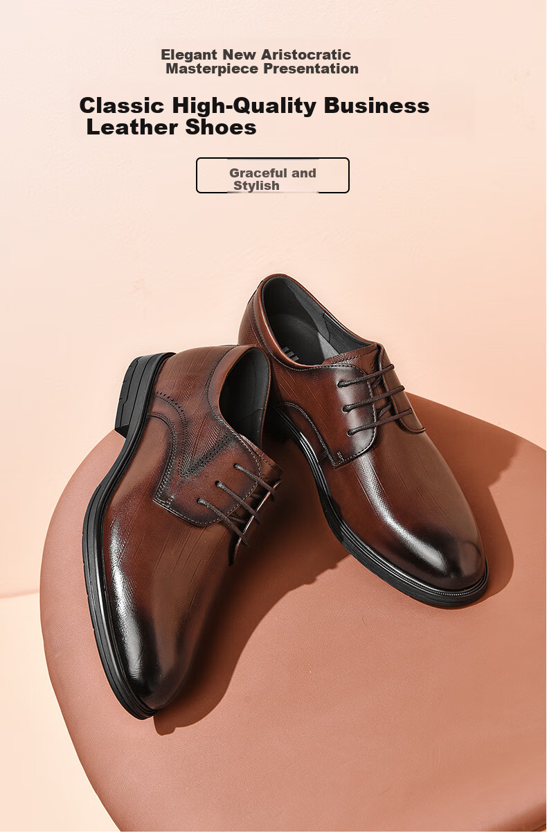 HLA Men's Leather Shoes, Business Formal Wear, Comfortable Wedding Groom Derby Shoes HAAPXM2FBA242, Black, Size 39 1