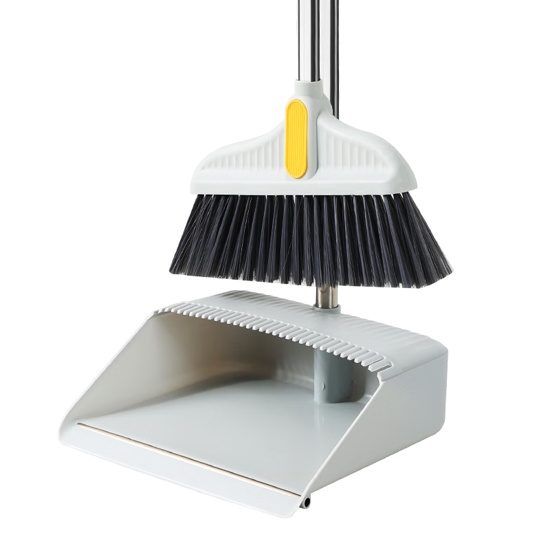 Baijiahaoshi Broom and Dustpan Set Household Sweeping Brush Combination with Built-in Comb Teeth, Metal Tube Reinforcement