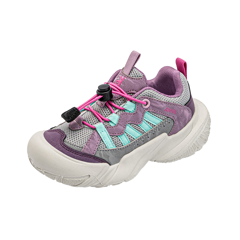 ANNIL Kids Sports Shoes Boys and Girls Spring Autumn New Breathable Mesh Outdoor Colorblock Casual Shoes 5209 Purple Size 36