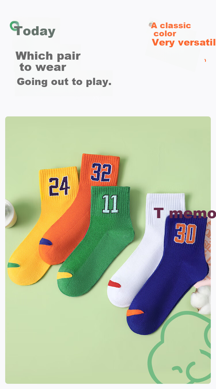 LangSha Children's Socks, Boys' Spring And Summer Thin Mesh Breathable Mid-Calf Student Socks, Digital Combination (5 Pairs) 3