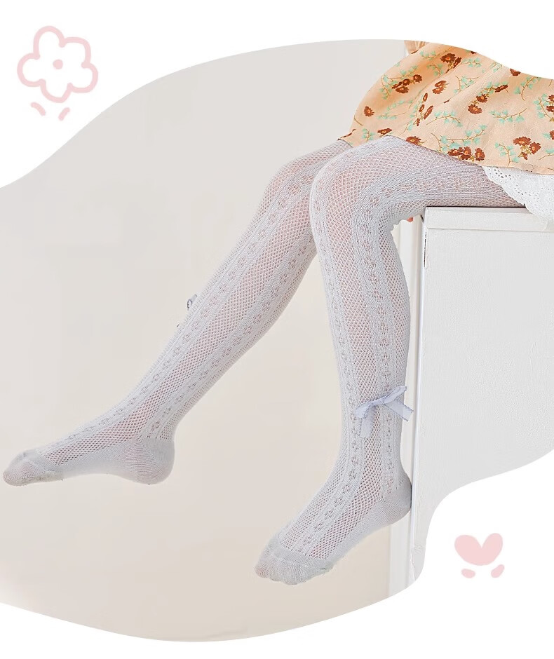Langsha Girls' Spring Summer Thin White Mesh Breathable Anti-Mosquito Tights Pantyhose 9