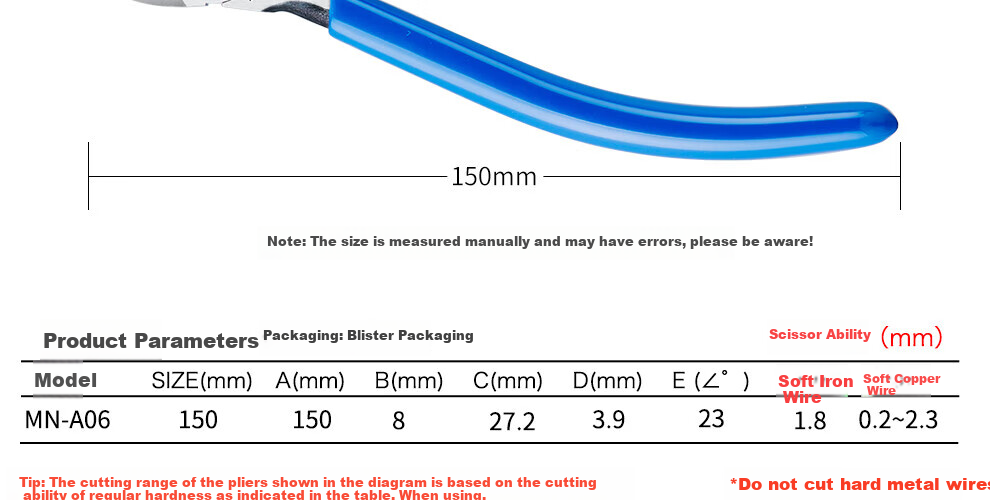 KEIBA Japanese Imported Diagonal Cutting Pliers, Side-Cutting Pliers, Electronic Diagonal Pliers, 5 Inches, MN-A05 12