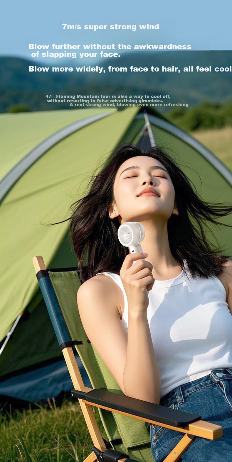 AIRMATE Handheld Mini Fan with Ice Cooling, Digital Display, Quiet Operation for Home, Office, Car, Baby, Energy-Saving And Long Battery Life FREE7 7