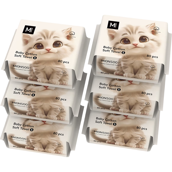 Mianshang Disposable Face Towels for Newborns And Infants, Children's Baby Face Towels, 6 Packs, Pure Cotton Soft Towels