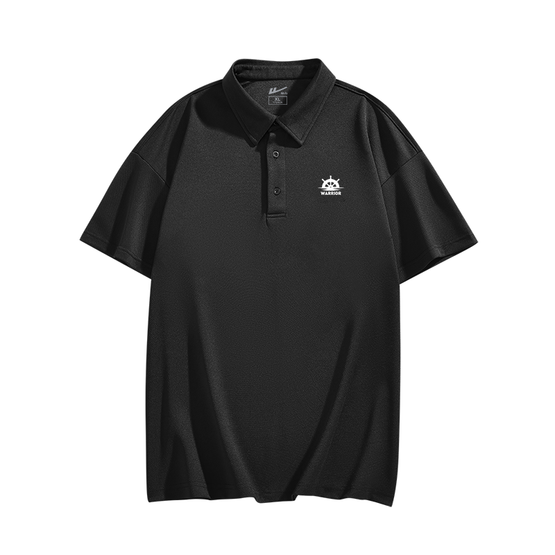 Huili Short-Sleeve Men's Summer Breathable T-Shirt, Men's Polo Shirt, Ice Silk Casual Versatile Micro Drop Shoulder Undershirt, Black, XL