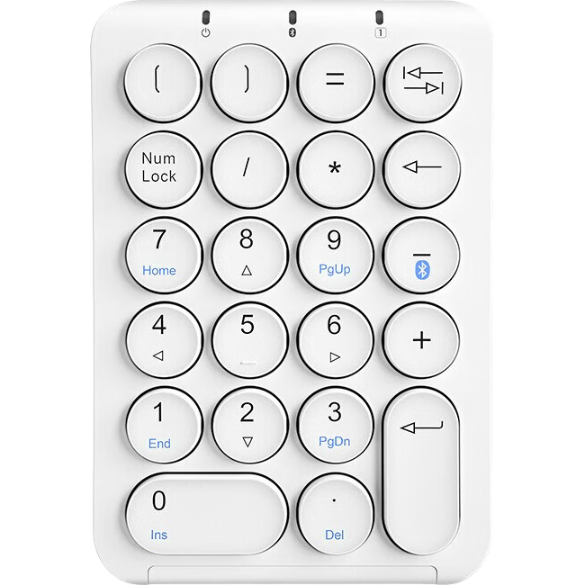B.O.W Hangshi HB159 Bluetooth Numeric Keypad Mini Keyboard Retro Round Keycaps Rechargeable Bluetooth Keyboard for Laptop and Desktop White