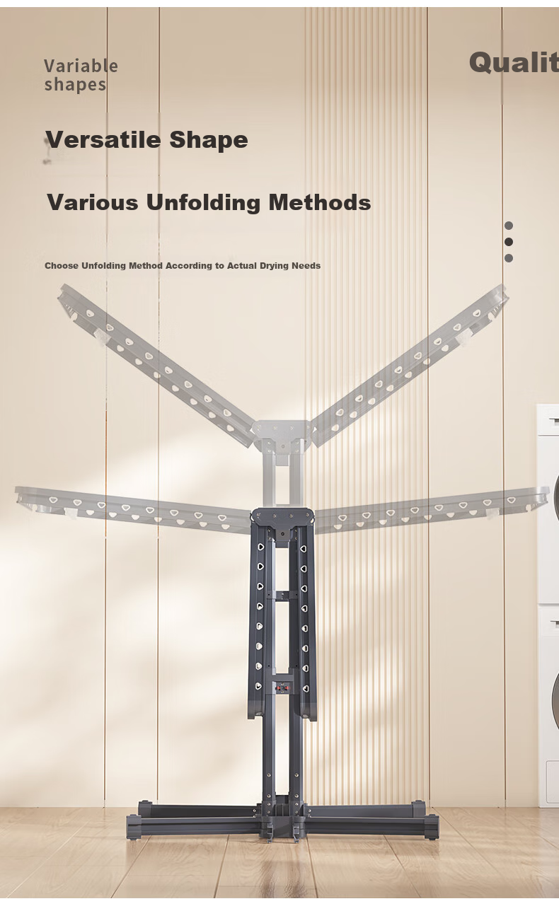 HKG Aluminum Alloy Wing-Shaped Folding Clothes Drying Rack with Adjustable Height for Balcony, Laundry Room, Indoor And Outdoor Use, Thickened And Reinforced 8