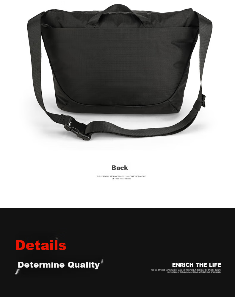 361° Large Capacity Shoulder Bag Crossbody Bag for Men And Women, Student Couple Casual Sports Outdoor Small Backpack Messenger Bag, Black 17