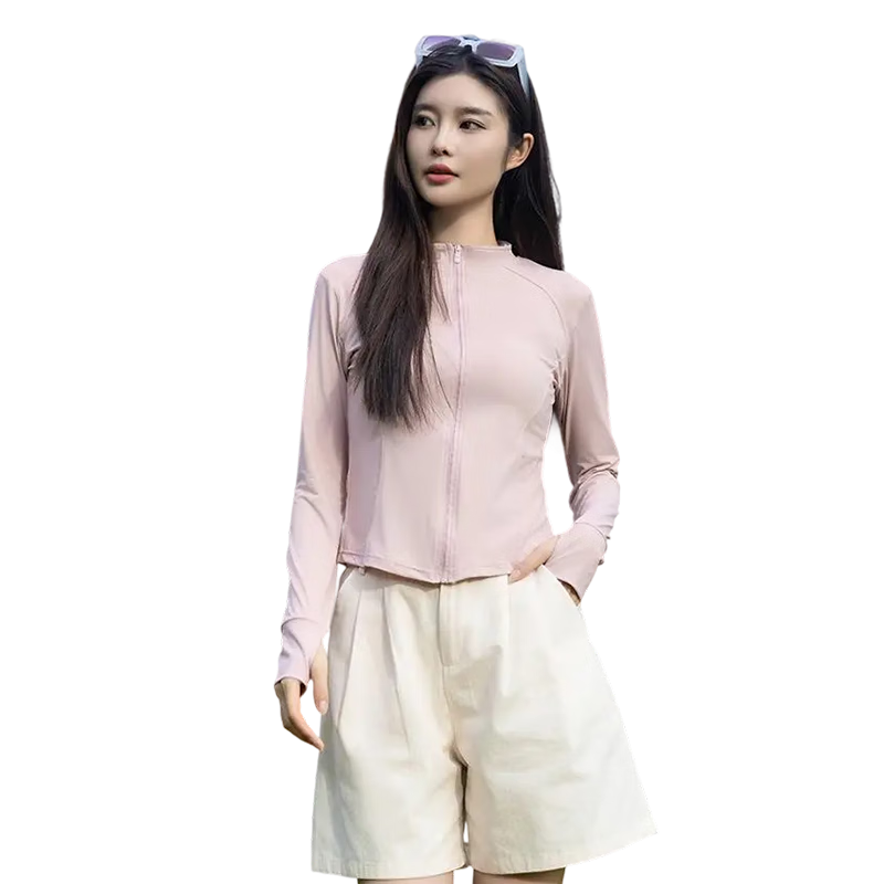 Ziyouxi Ice Silk Stand Collar Sun Protection Clothing for Women, Spring/summer 2025 UV Protection Slim-Fit Waist-Cinching Ice Silk Original Yarn Coat