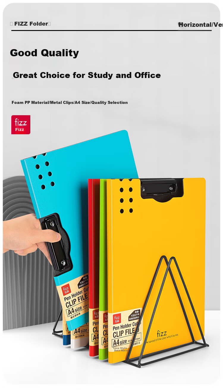 Fizz High-Quality A4 Vertical Thickened Hard File Folder/Leaving Board/Folded Board/Colorful Document Folder/Office Supplies Poetry Recitation Contract Board Exam Paper Storage Folder White A6381 1