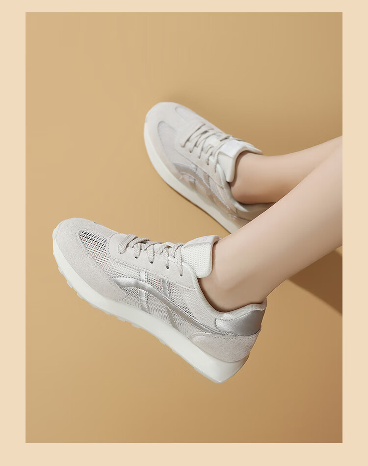 ZHR Women's Casual Shoes, Fashionable Comfortable Running Height-Increasing Women's Shoes, Thick-Soled Versatile Training Shoes, AK199 White Silver, Size 39 20