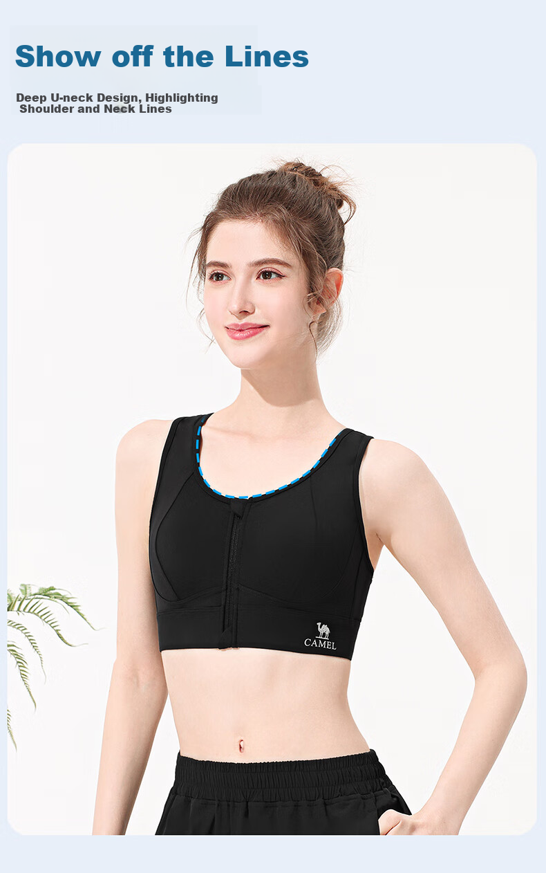 CAMEL Quick-Dry Sports Bra for Running And Fitness, One-Piece Tank Top Y25BAWL6003 Phantom Black L 13