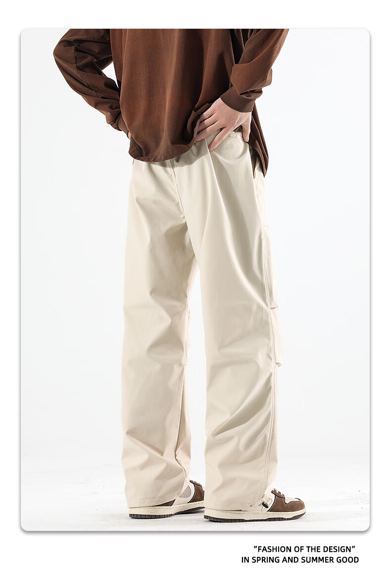 SWAMP AREA Men's Outdoor Sports Pants, Spring And Autumn Soft Shell Versatile Trendy Hiking Trousers, Cargo Pants WS398 White S 8