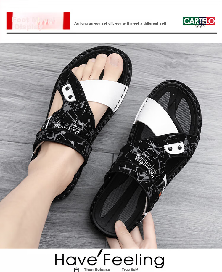 CARTELO Men's Sandals, Summer 2026 Breathable Outdoor Beach Clogs, Dual-Use Casual Slippers for Me 9