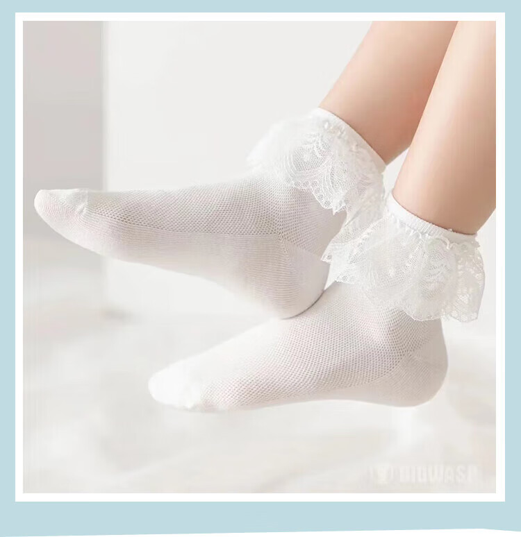 9i9 Children's Socks Girls Spring Autumn Lace Princess Socks Latin Dance Short Socks F21 Pink+White 4 Pairs S 10