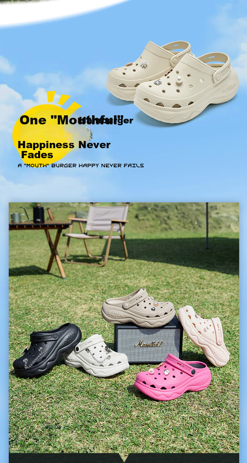 QIAODAN Women's Hamburger Perforated Shoes, Sneakers, Casual Shoes, Breathable Soft-Soled Sandals for Summer, Thick-Soled Height-Increasing Slippers for Wome 2