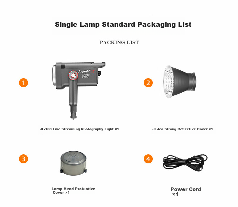 JINBEI JL160 Photography Live Streaming Fill Light Kit, 160W Mainstreamer-Specific Clothing, Beauty Jewelry, Green Screen Studio, Deep Throw Constant Light LED Video Soft Light Hair Light 15