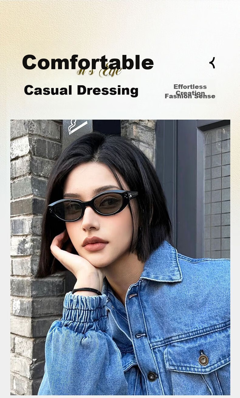 Angelamiao Women's Cat-Eye Small Frame Versatile Fashionable Sunglasses, High-Definition Polarized Sunglasses for Back-To 15