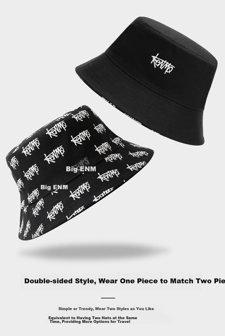 KENMO Reversible Fisherman Hat Men Ins Trendy Hip-hop Women Versatile Sun Protection Summer Sun Hat Off-white One Size 2
