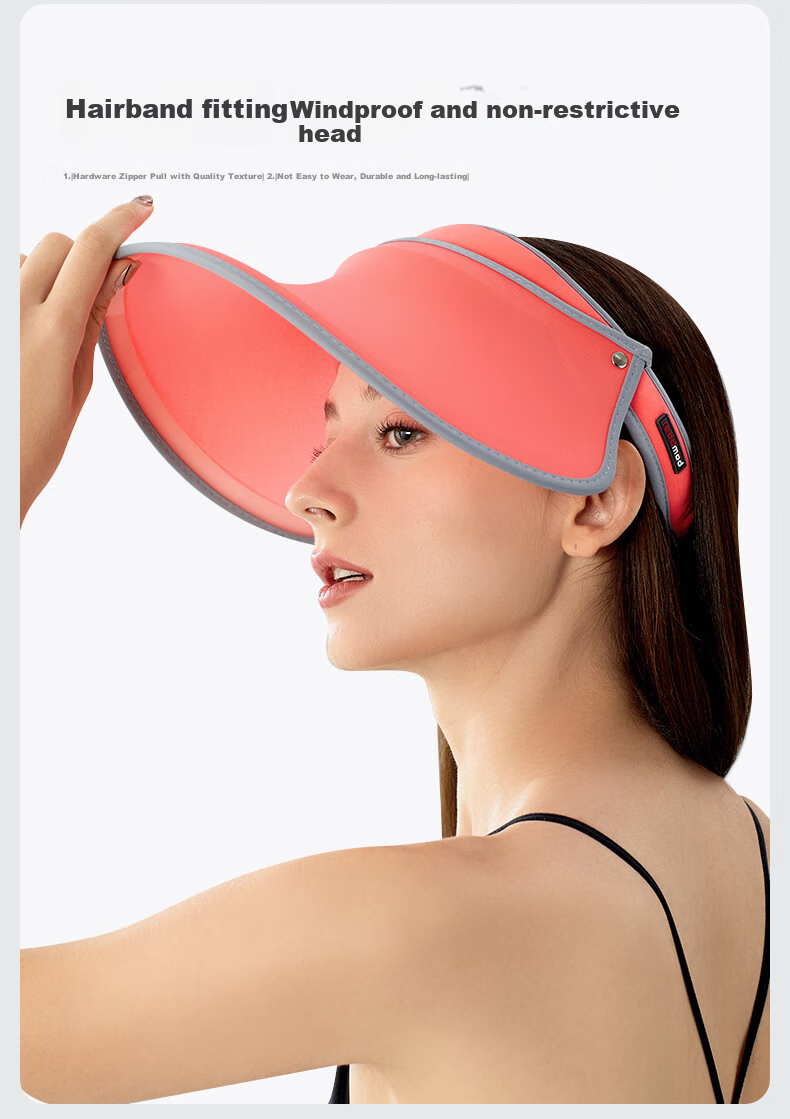 HOII Zhang Junbing Classic Sun Protection Hat, Retractable Sun Hat, Wide Brim, Skin-Friendly, Summer UV Protection, Red Style 7