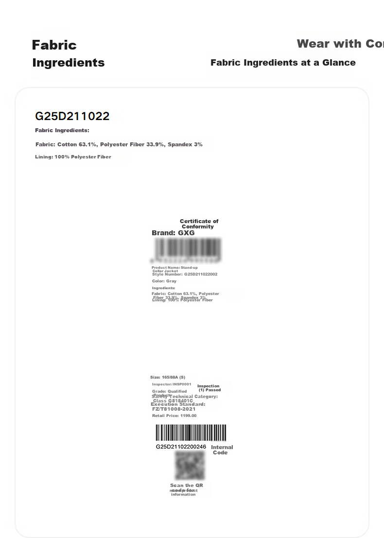 GXG Men's Clothing, Spring 2025 New Style, Casual Workwear-Inspired Halington Jacket, Stand-Up Collar Coat, Gray, 165/S 9