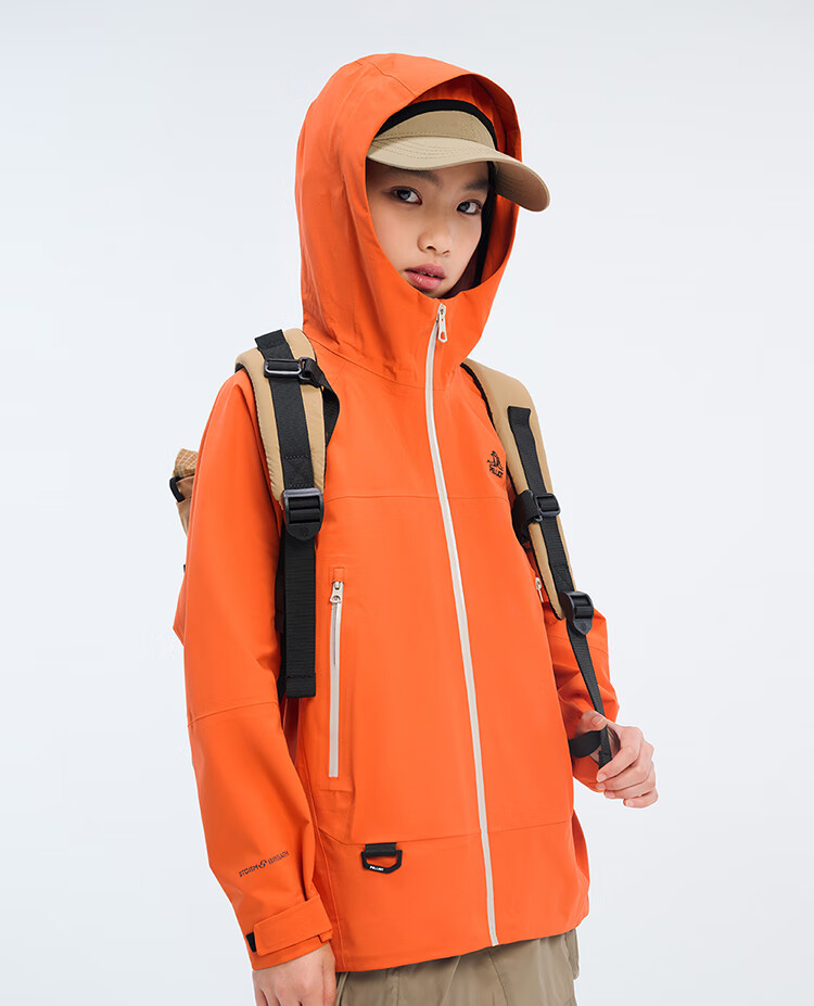 Pelliot [Xiaoshanke] Children's Outdoor Hardshell Waterproof Jacket for Boys And Girls, Model 135101017, Orange, Size 150 17