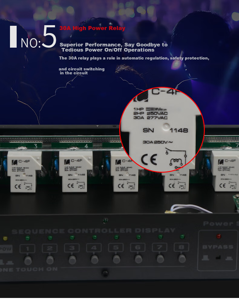 SHILE High-Power 8-Channel Power Sequencer Controller for Stage, Conference, KTV Audio Professional Control Socket YW-9 with Plug Versio 7