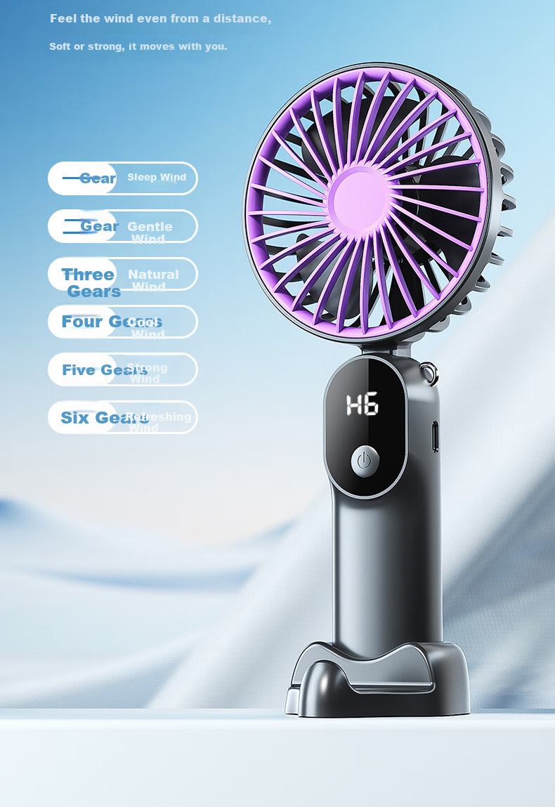 KOVOL Handheld Mini Fan, Foldable Portable Stand, USB Fan, Desktop High-Power Neck-Hanging Fan for Outdoor, Student Dormitory, Office, Rechargeable Personal Small Electric Fan with Ultra-Long Battery Life 8
