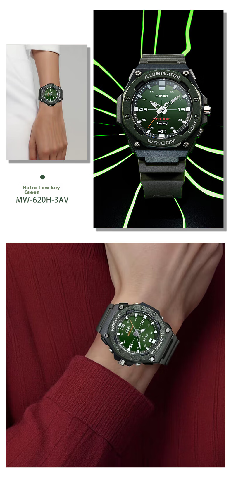 Casio Watch for Men, Students, Sports, Electronic, Children's Japanese And Korean Style, Gift for Boyfriend MW-620H 6