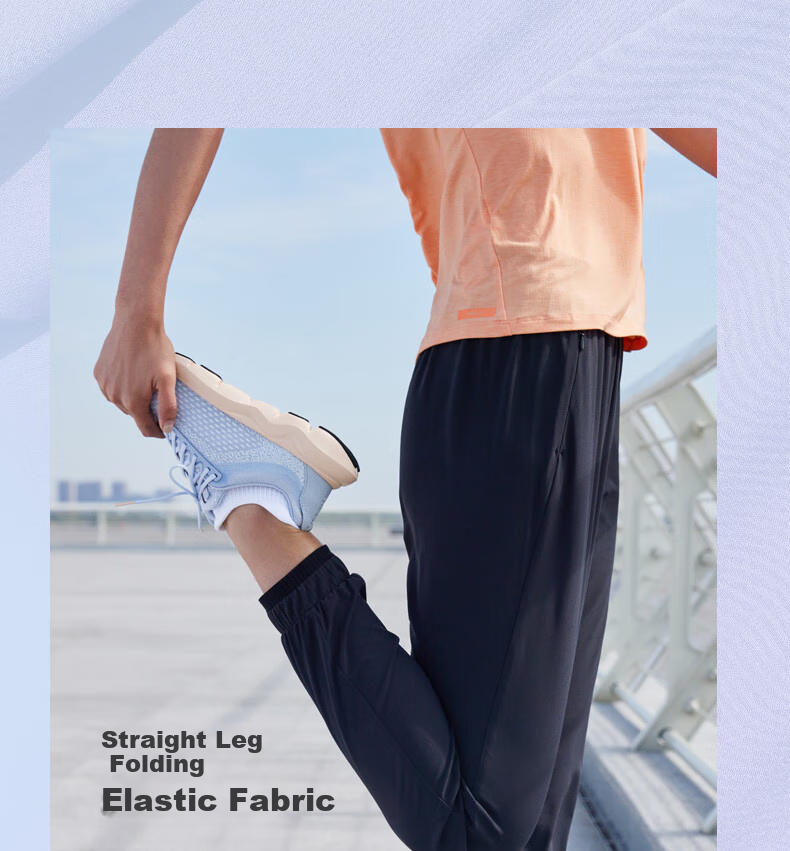 DECATHLON Women's Joggers, Loose-Fit Nine-Point Running Pants, Outdoor Quick-Dry Breathable Trousers, Long Stone Black, 4514117 5
