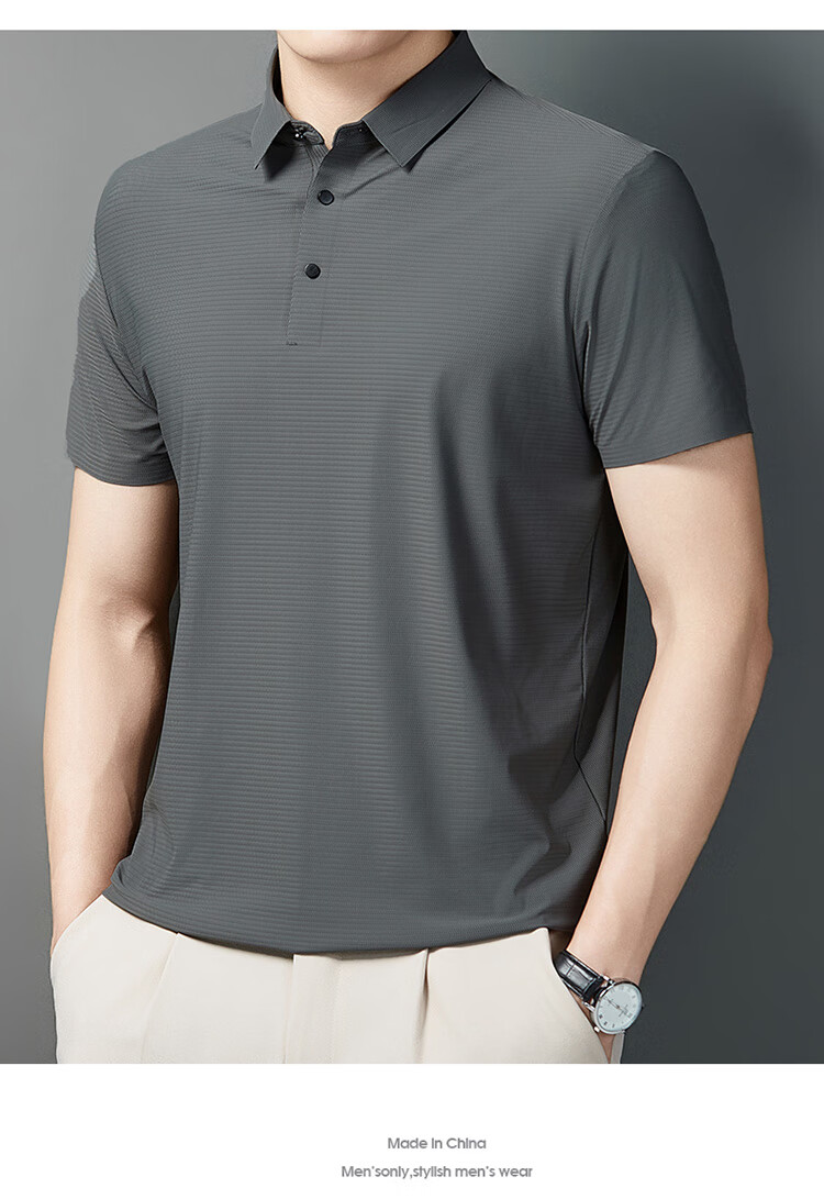 LangSha Polo Shirt for Men, Summer Sports T-Shirt, Loose-Fitting Cool Ice Silk Collar, Short Sleeve Fitness Running Father's Day Gift 21