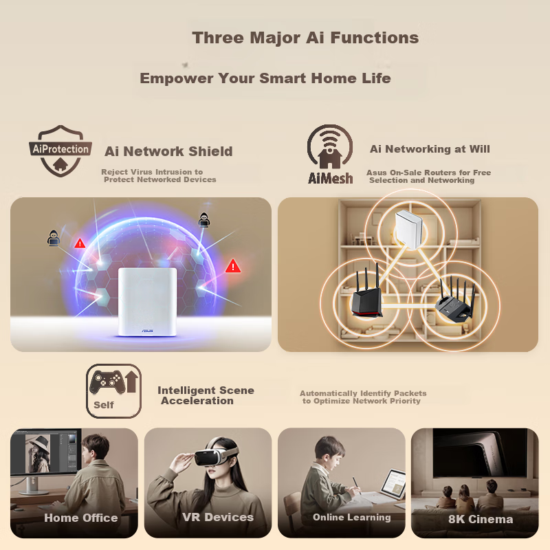 ASUS [Renovation Subsidy] Lingyao Cube Pro WiFi 7 Distributed Home Wireless Tri-Band Gigabit Router, Whole-House WiFi Set, Aimesh Flexible Configuration, Dual-Pack
