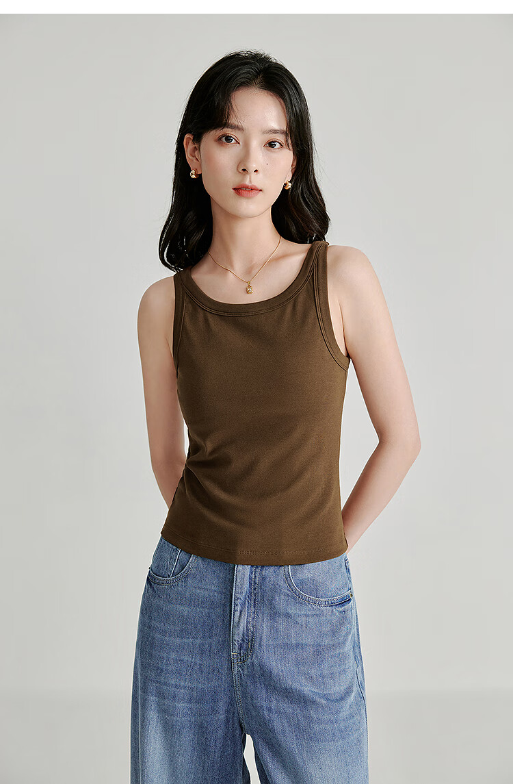 INMAN U-Neck Camisole Tank Top, Summer Women's Wear, Inner Or Outer Wear, Slimming Sleeveless Top, White, XL 20