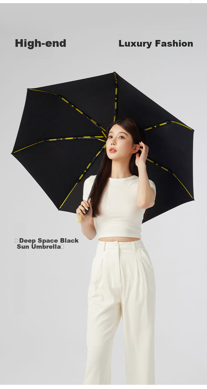 OBSU Dual Fiber Chopsticks Three-Fold Sunshade Umbrella Deep Space Black Dual Fiber Sunshade Umbrella 15