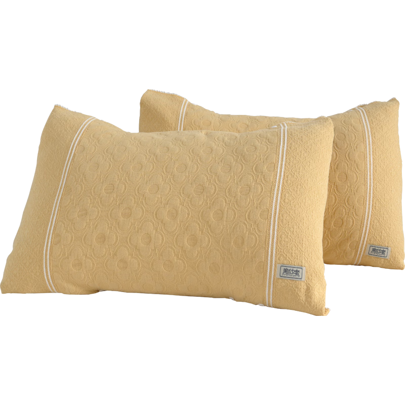 Hengyuanxiang Magic Pillowcase Pillow Towel Pure Cotton Non-Slip Pair Buckle Memory Pillowcase Lemon Yellow Pair