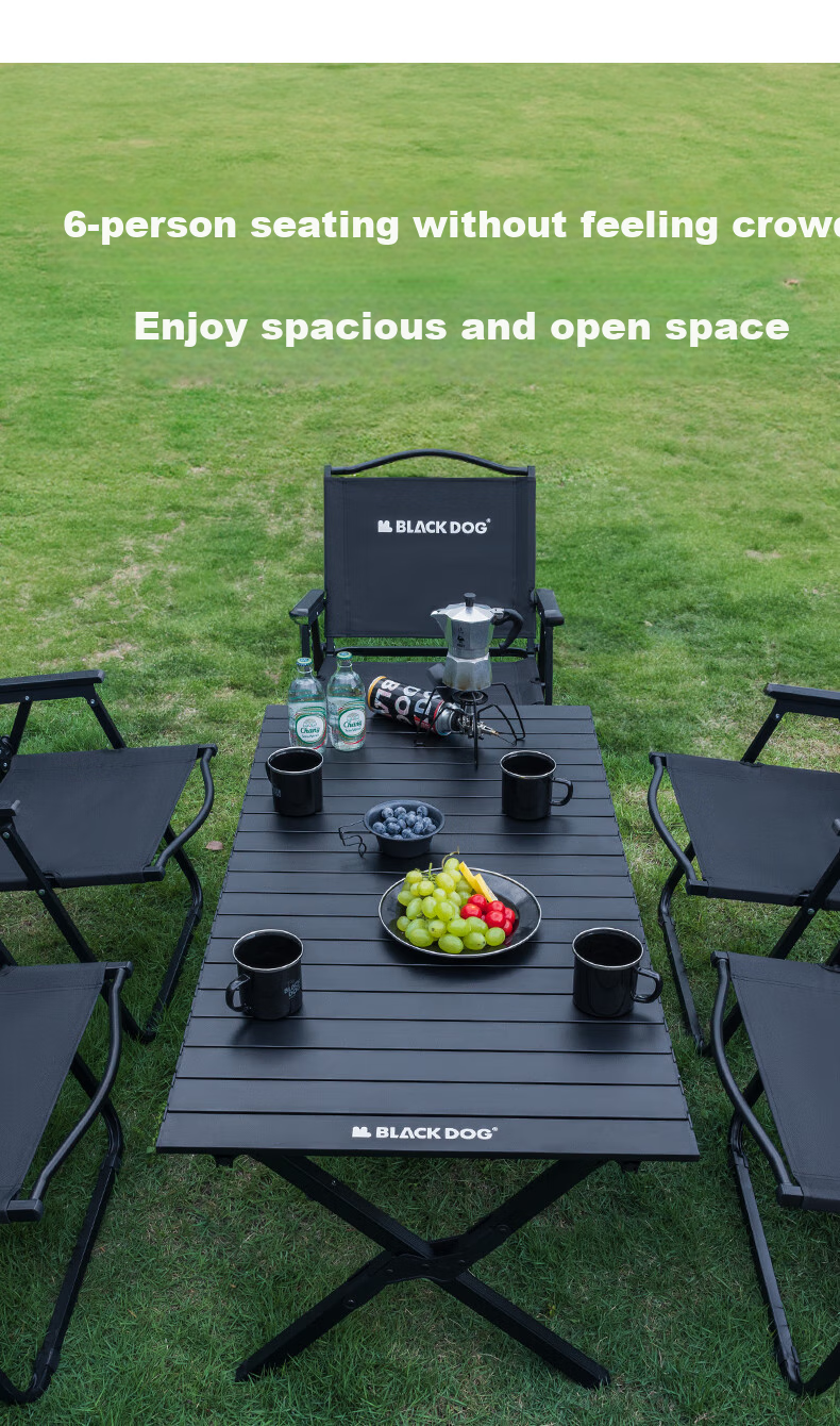 Black Dog Egg Roll Picnic Folding Table Outdoor Camping Portable Table Night Black Model 150 (6-8 People) 5