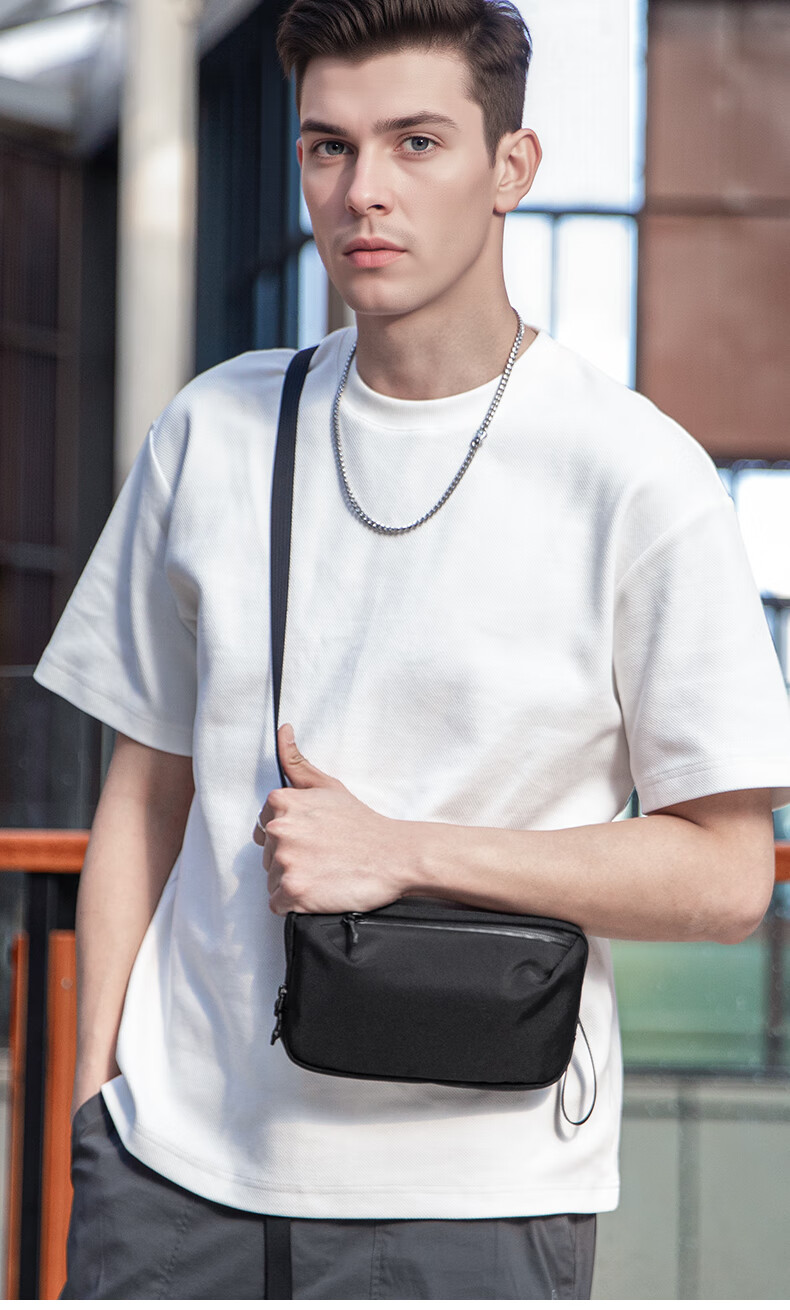 MARK RYDEN Men's Crossbody Bag Portable Small Commuter Travel Shoulder Bag Detachable Compact Storage MR262 Classic Black 13