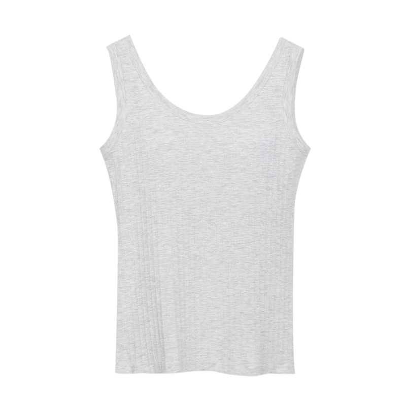 Hodo Women's Vest, Soft Cotton Elastic Vertical Striped with Chest Pads, Inner Wear Simple Can Be Worn As Outer Vest