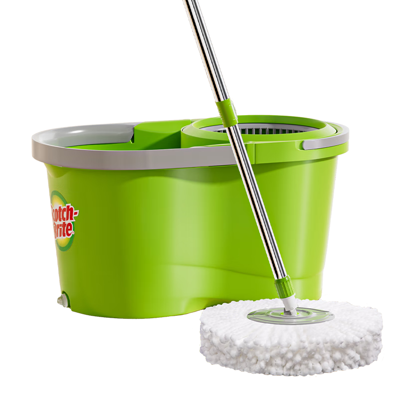 3M Scotch-Brite Spin Mop 35cm Telescopic Handle 100-130cm 2 Heads T7 Household Hands-Free Cleaning