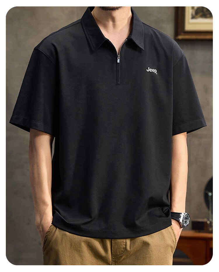 JEEP Polo Shirt for Men, Summer Short-Sleeve T-Shirt, Comfortable Breathable Casual Versatile Commuter Loose-Fitting Collared Top for Me 2
