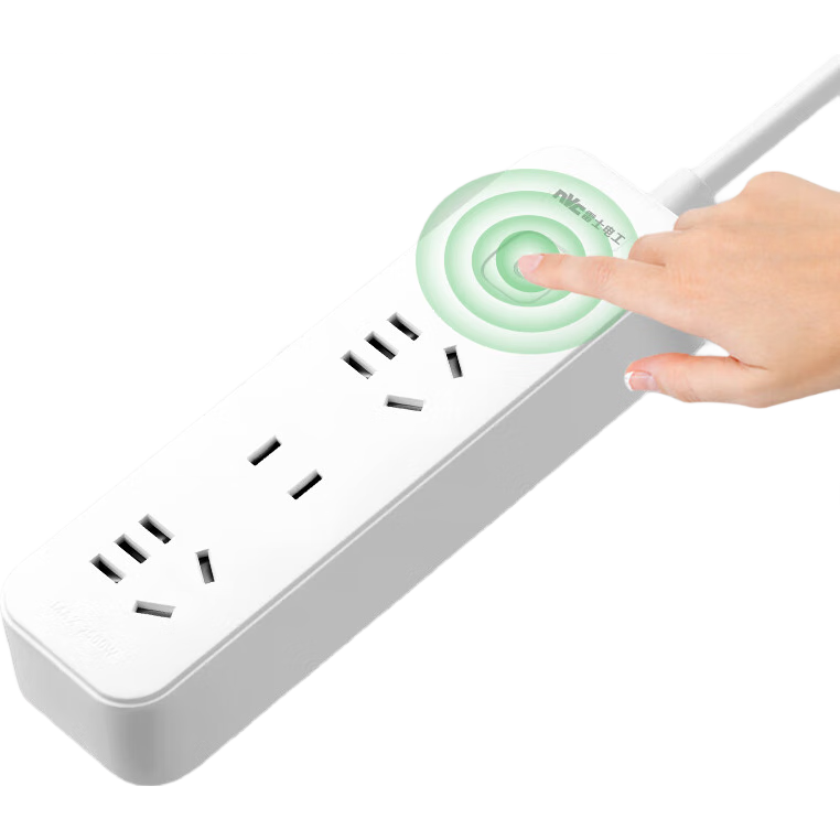 NVC Cleishidiangong 3C Certified Master Switch 3-Position 3-Meter Power Strip Safety Socket EP432 Thick Wire Core Anti-misoperation 10A National Standard Home Office High Load Safety