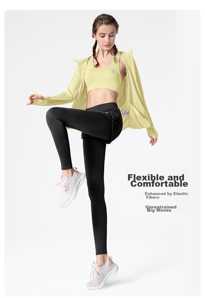 CAMEL Women's Sportswear Set, New Yoga Fitness Pilates Elastic Short-Sleeve Shorts And Pants Five-Piece Workout Outfit 38