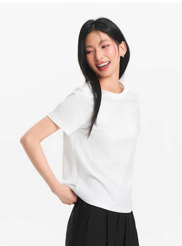 Semir Women's Short-Sleeve T-Shirt, Summer Cropped Style, Regular Shoulder, Slim Fit, Slimming Effect, Printed Top, 101325100017 6
