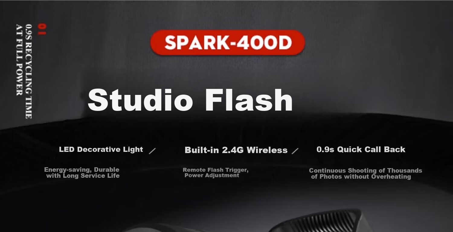 JINBEI SPARK-400D Fourth Generation Photography Studio Kit, Indoor Flash 400W, for Clothing Portrait ID Photos, Fill Light, Photography Studio Camera, Still Life Product Shooting Special Lighting 3