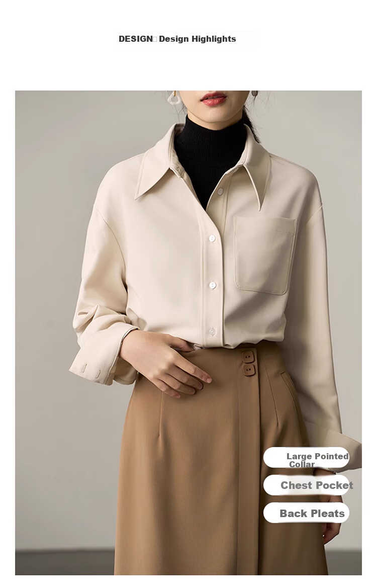 Bodexiaojie Off-White Layered Blouse for Women, Elegant Interview Commuter Top, Professional Suit Inner Wear Shirt 8