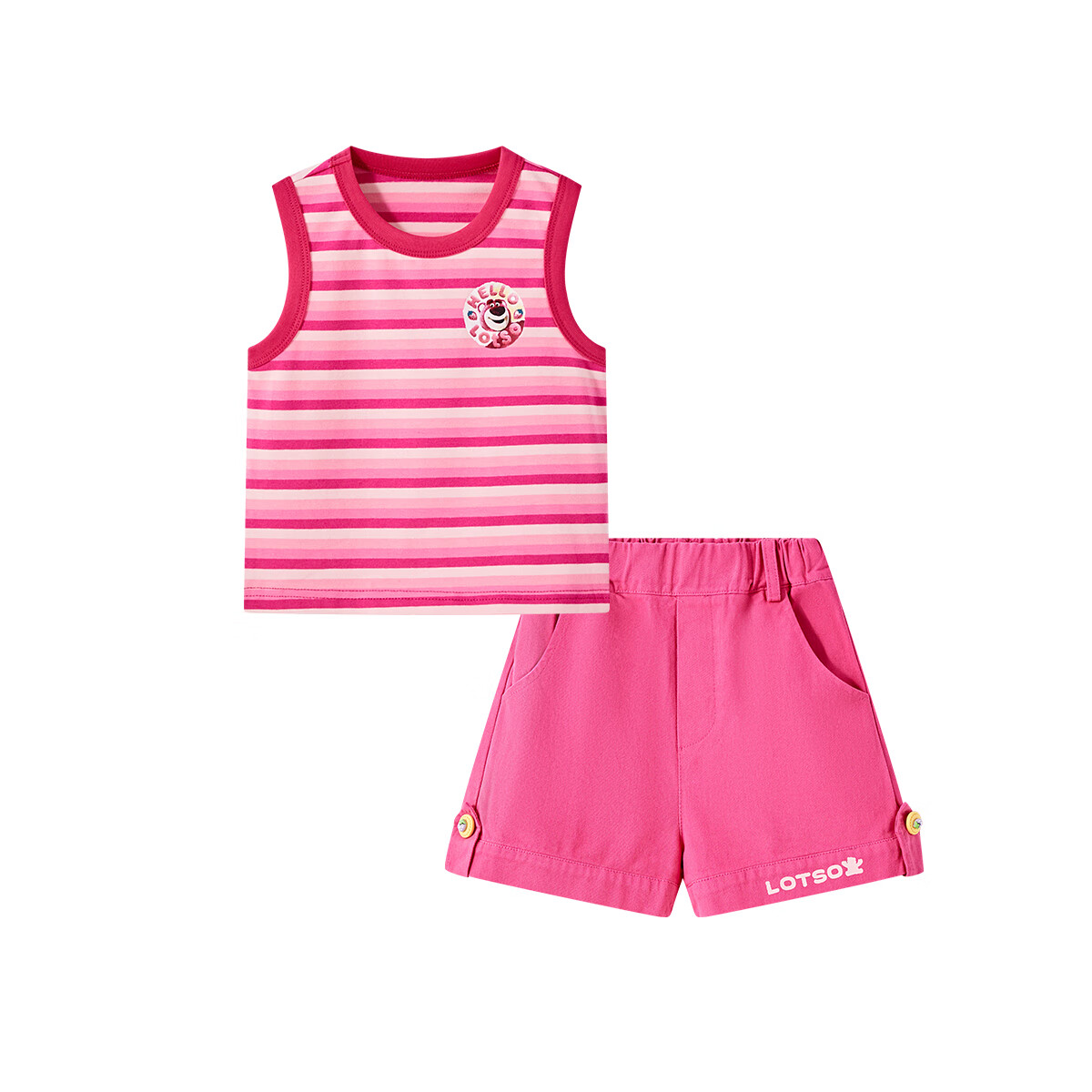Disney Children's Summer Set, Baby Striped Sleeveless Top And Shorts Two-Piece Suit, 2026 New Style Girls' Casual Outfit