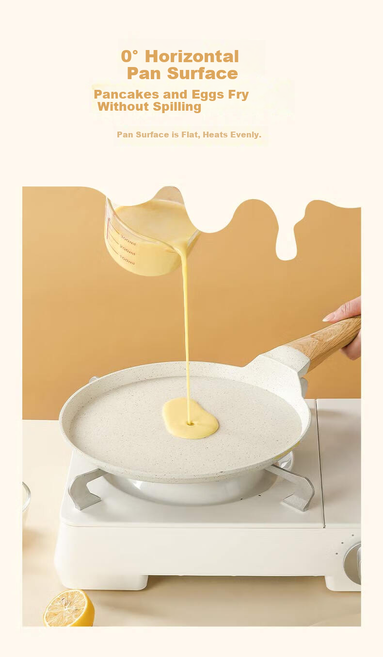 CaROTE Non-Stick Flat-Bottom Pancake Griddle for Home Use, Crepe Maker, Cake Pan, Banh Mi Maker, Egg Frying Pan for Breakfast, 24cm 6