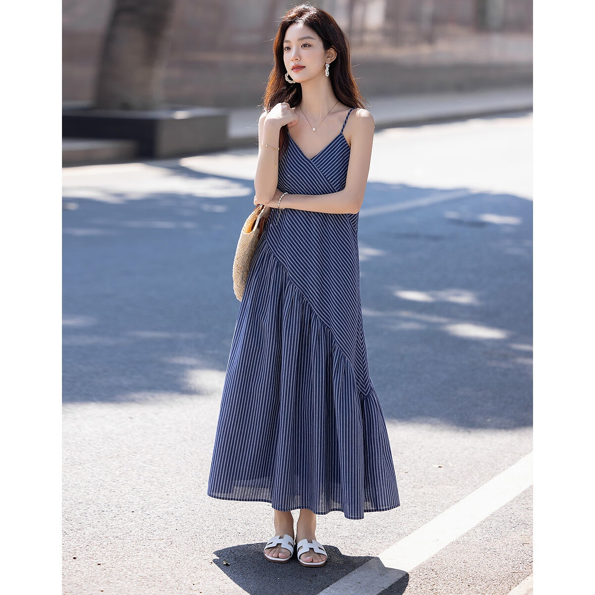 Demana [with Soft Cloud Cotton] Summer Multi-layer Spliced Sleeveless Strap Irregular A-line Women's Dress