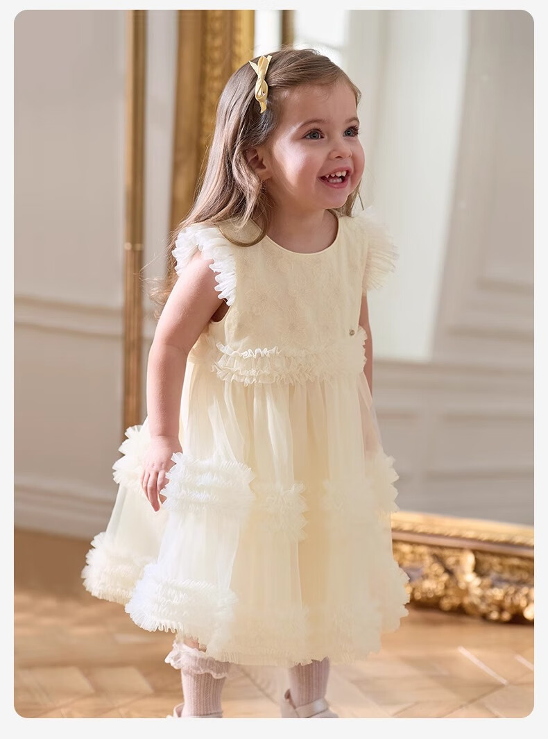 DAVE & BELLA Girls' Summer Dress, Children's Tulle Princess Dress, First Birthday Party Dress, Baby Girl's Birthday Outfit 7