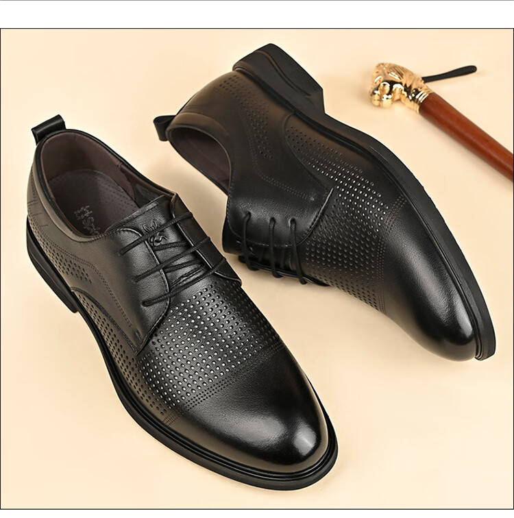 Spider King Men's Summer Hollow Out British Style Leather Business Dress Shoes Black Hollow Out Size 44 15